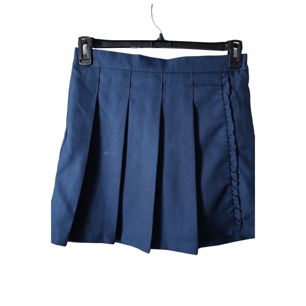 Girls Sz 14 Navy Blue‎ pleated uniform skirt with shorts under New
